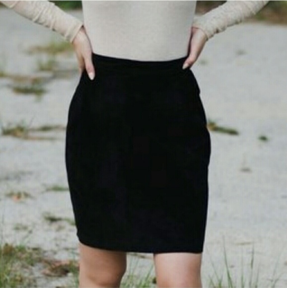 Vintage yessica Genuine Wool Little Black Warm Classy Pencil Skirt 42 - Picture 7 of 11